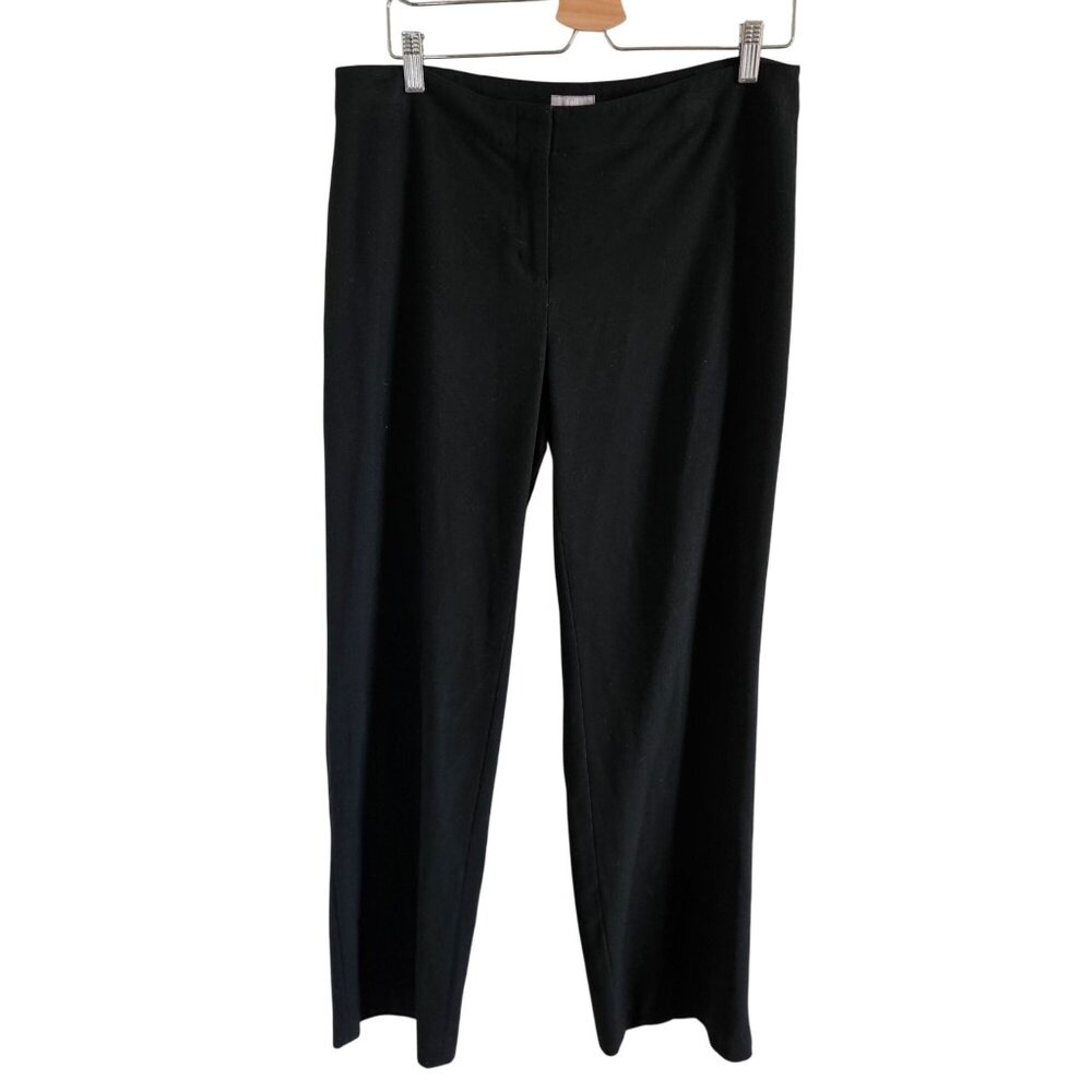 J. Jill Woman SZ 12 Stretch Dress Pant Flat Front Straight Wide Leg Office Black
